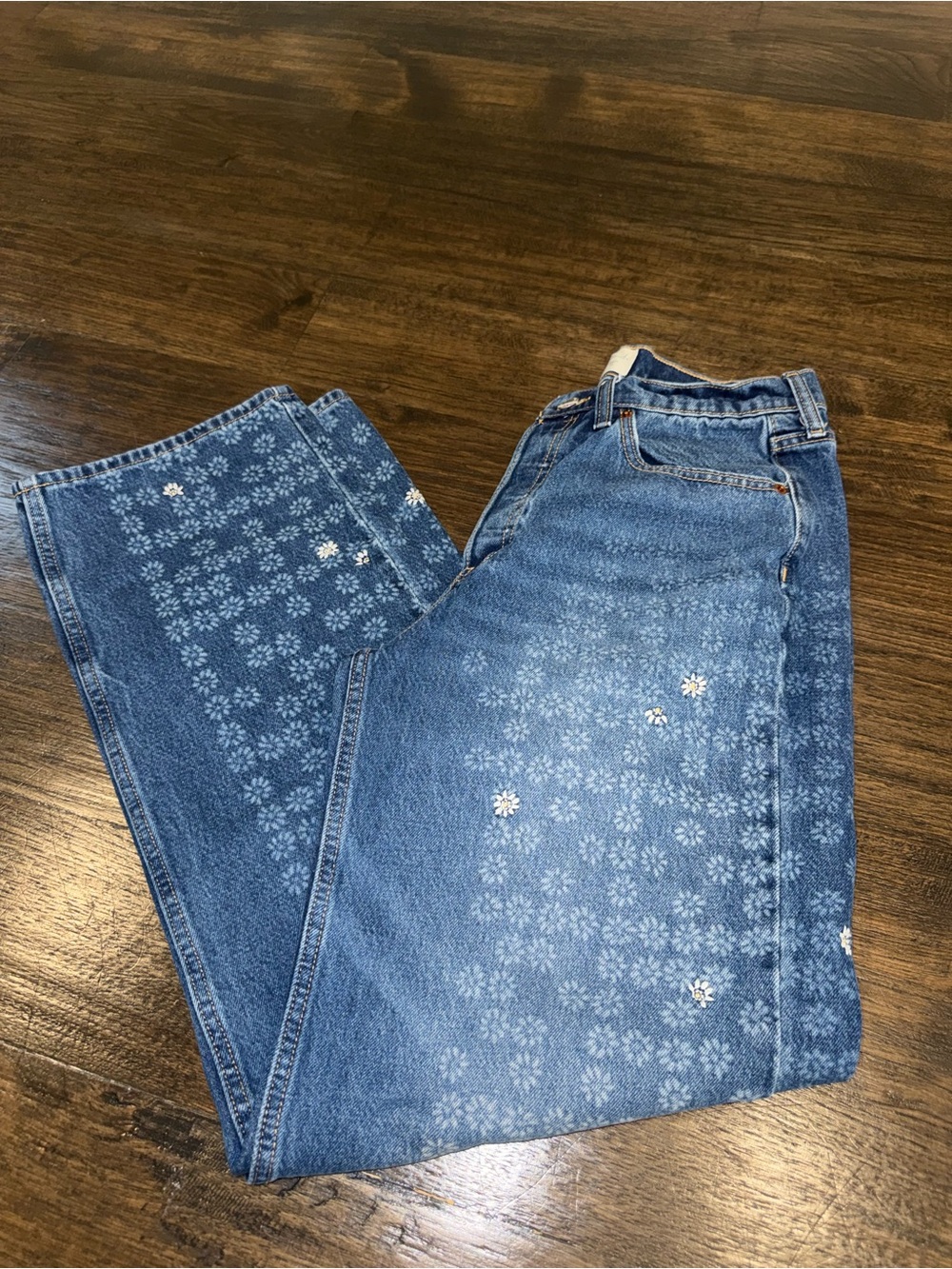 Universal Thread Blue Patterned Straight-Leg Jeans - Picture 3 of 12